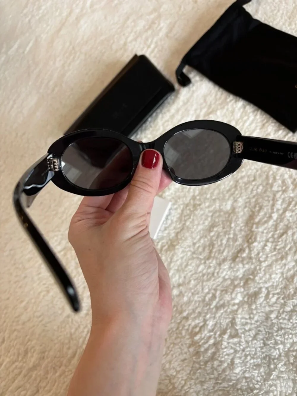 Celine Triomphe Oval Women Sunglasses CL40194U 01A Black Frame